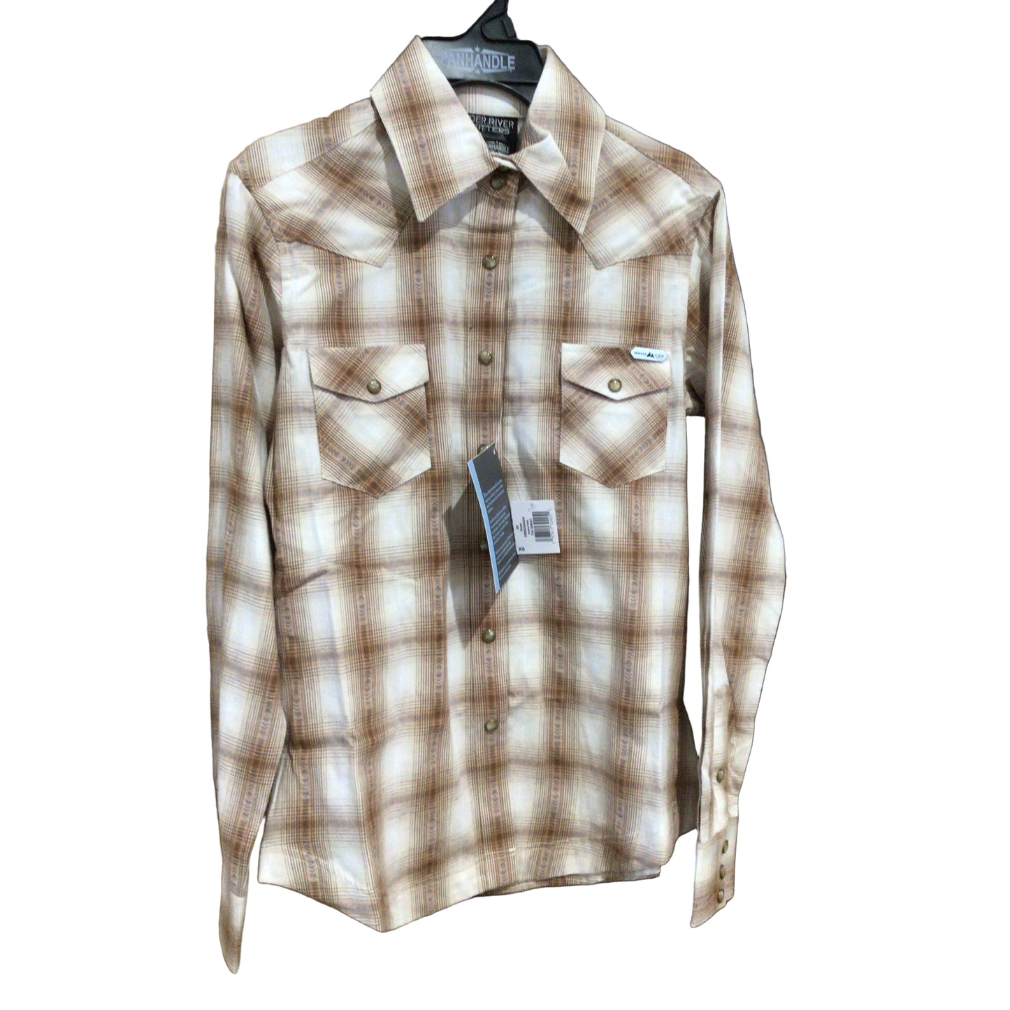 Powder River Women's Long Sleeve Brushed Plaid Shirt- Brown