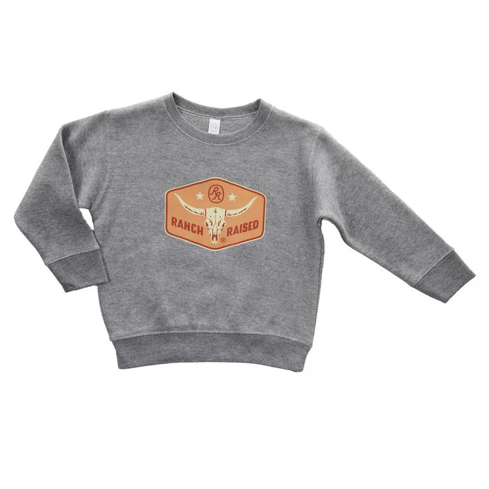 Ranch Raised Unisex Long Sleeve Longhorn Crew- Multiple Colors