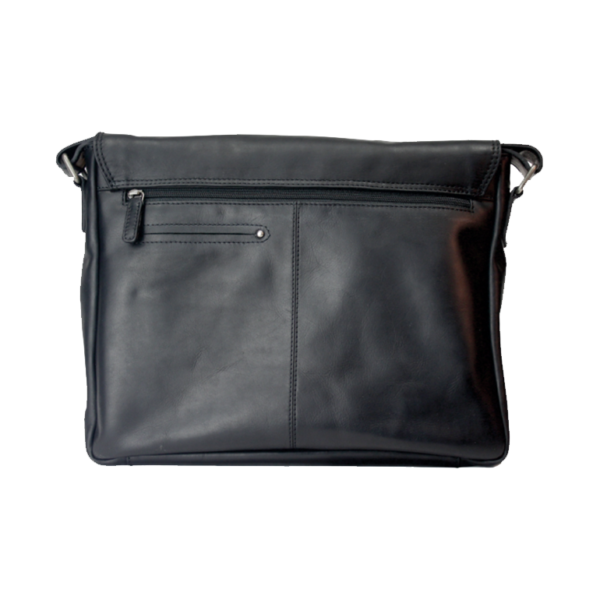 Rugged Earth Leather Black Leather Messenger Bag