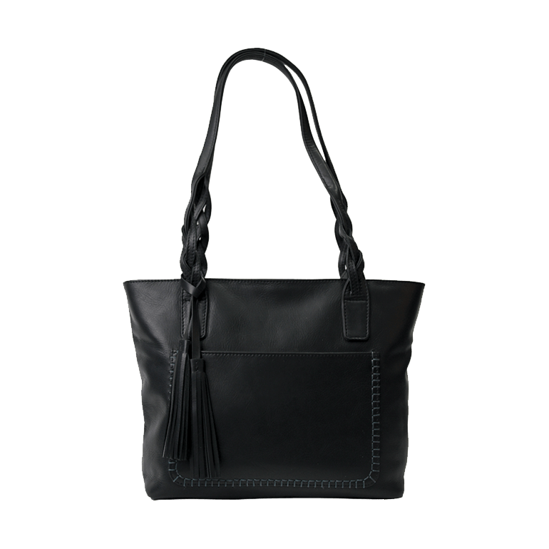 Rugged Earth Women's Leather Tote w/Fringe - Black