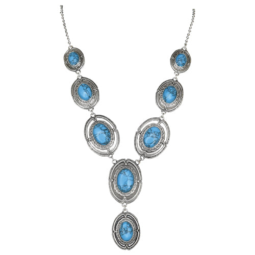 Justin Women's Concho Lariat w/Blue Stone Necklace