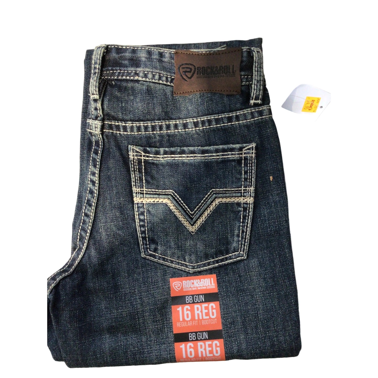 Rock & Roll Boy's Ladder Stitch Embroidered Boot Cut Jeans
