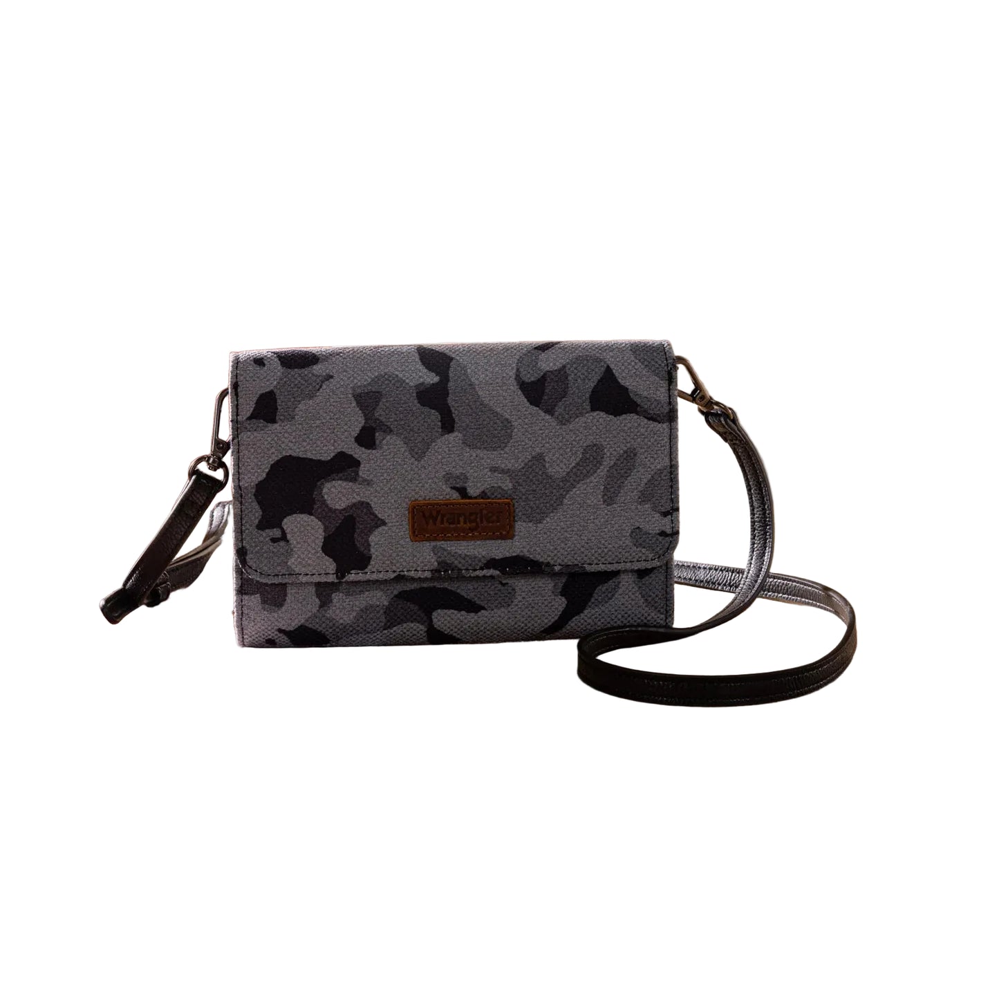 Wrangler Camo Print Canvas Clutch Crossbody Bag - Black