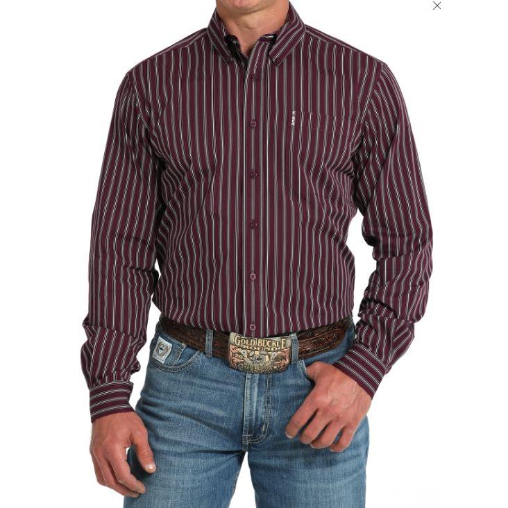 Cinch Men's Long Sleeve Print Shirt-Purple