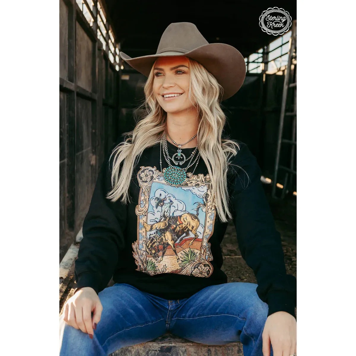 Sterling Kreek Women's Long Sleeve Rough Start Pullover- Black