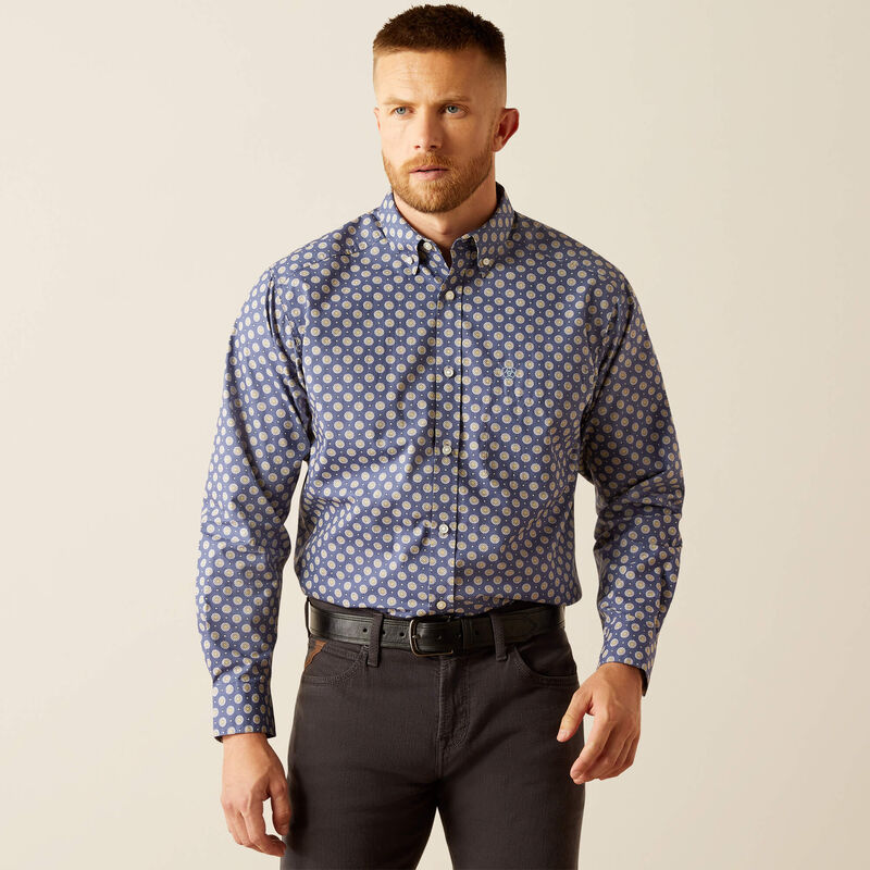 Ariat Men's Cedar Classic Fit Long Sleeve Shirt- Dark Blue