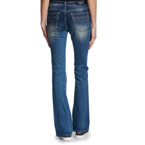 Grace in LA Women's Bootstitch Flare Jean-Medium Wash