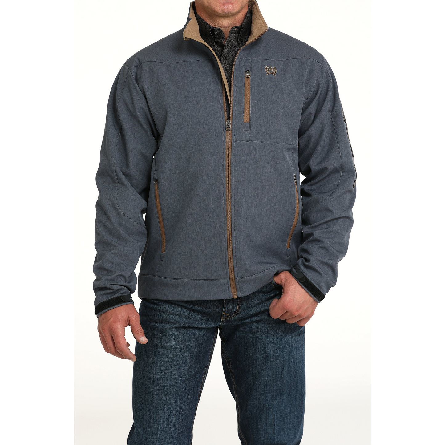 Cinch Men's Long Sleeve Bonded Jacket- Blue