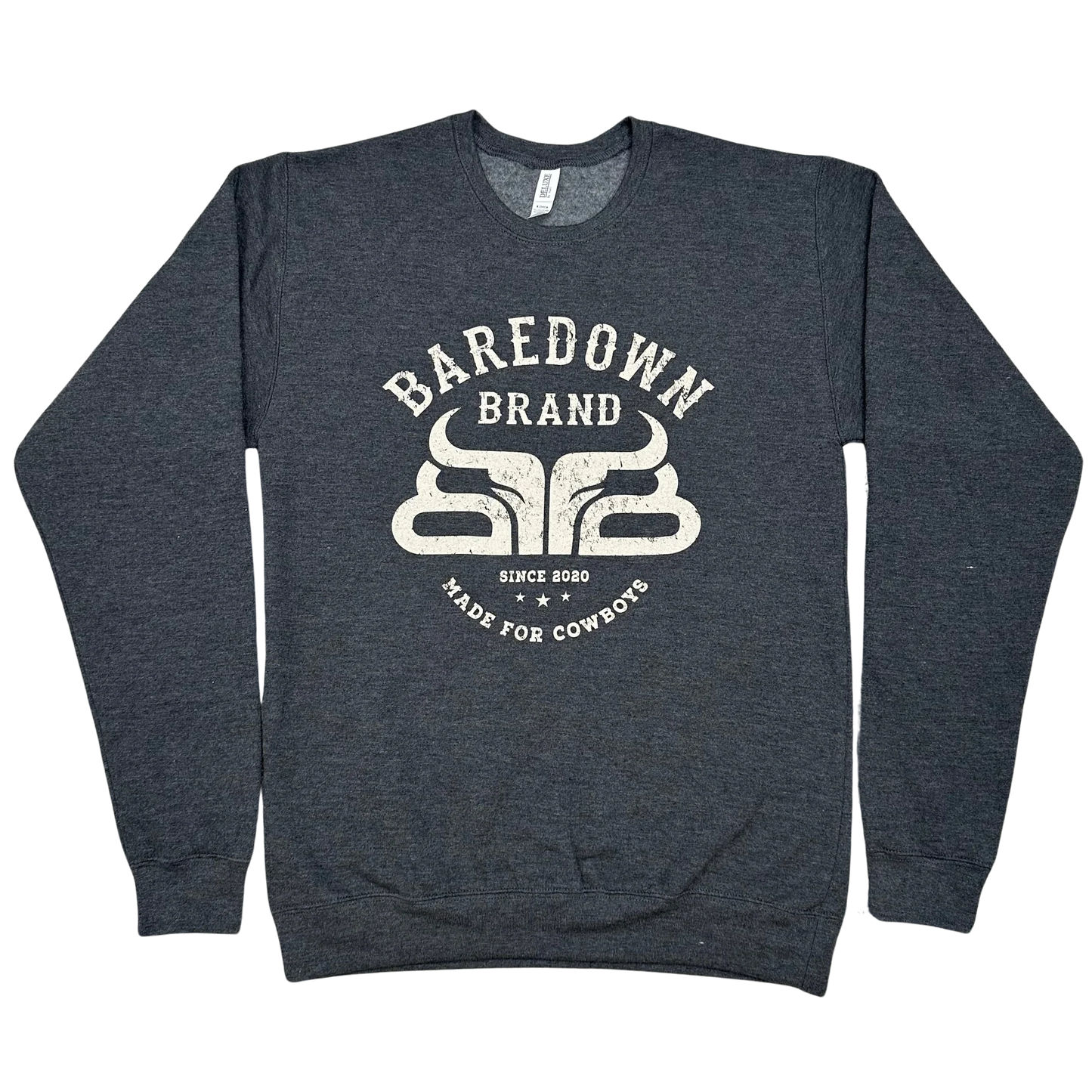 Baredown Unisex Long Sleeve Backbone Crewneck Sweatshirt- Dark Grey
