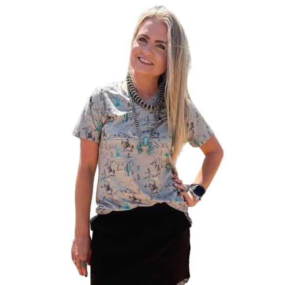 Rowdy Crowd Women's Short Sleeve Blooming Desert Tee Shirt