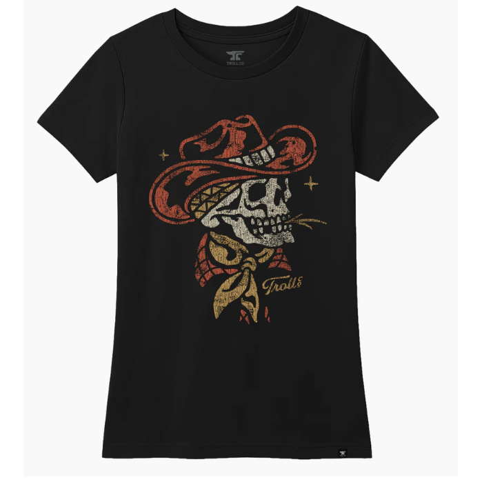 Troll Co DHCM Women's Skull Acres Tee Shirt-Black