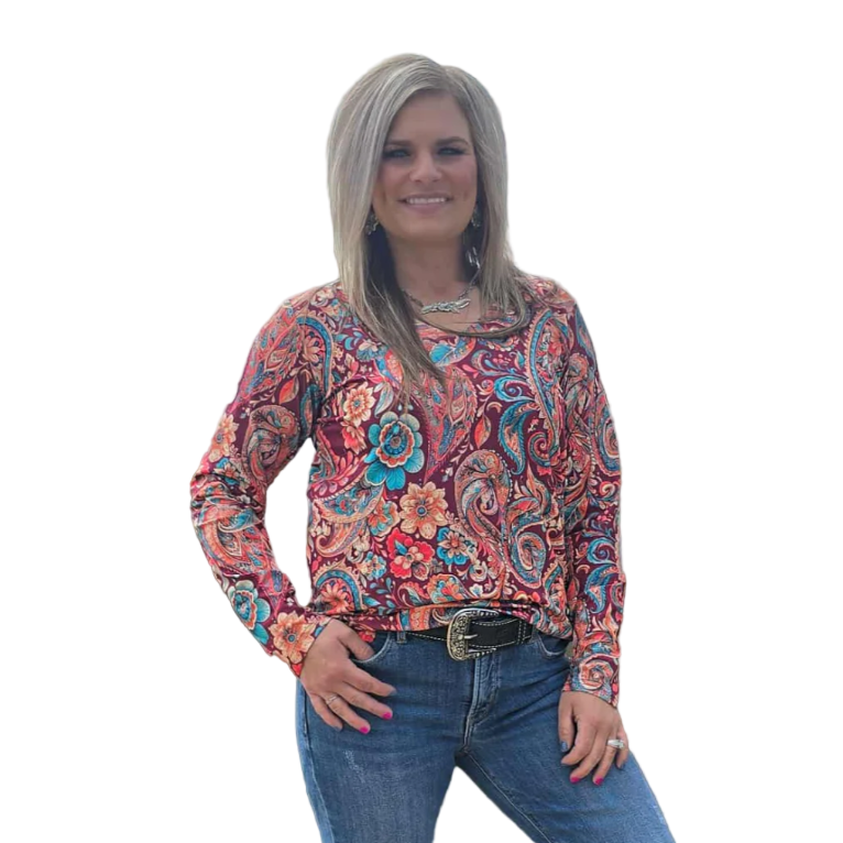 Sterling Kreek Women's Long Sleeve Paisley on the Plains Top-