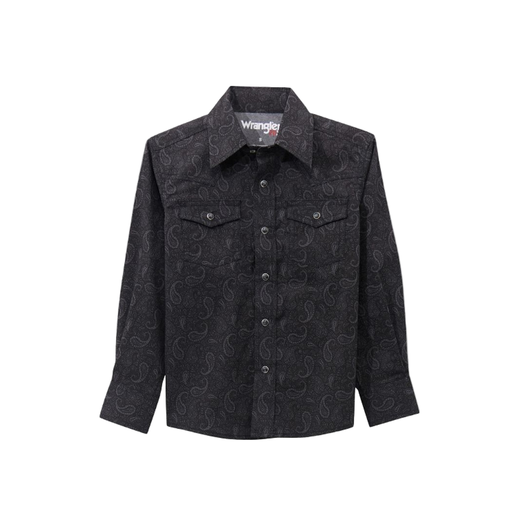 Wrangler Boy's Long Sleeve Paisley Shirt - Shadow Paisley