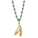 Bead & Feather Necklace - Green