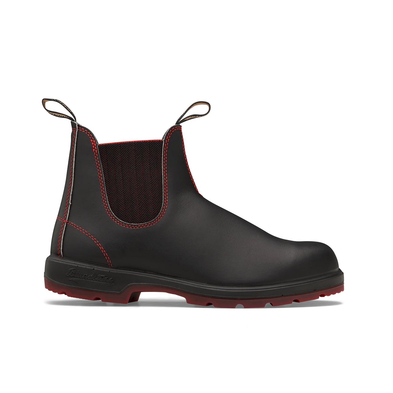 Blundstone Unisex #2342 Classic Boots - Black w/Red Herringhone Elastic & Red Sole
