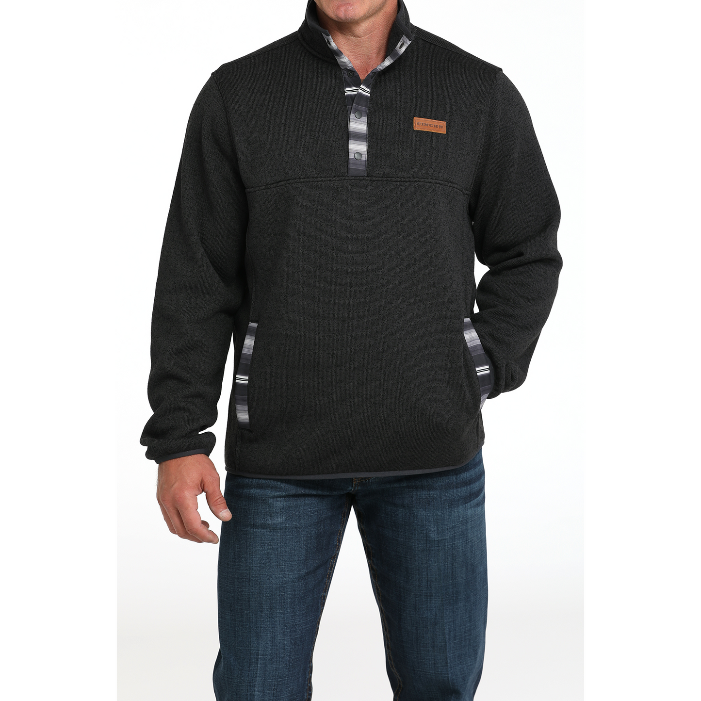 Cinch Men's Long Sleeve Pullover- Charcoal