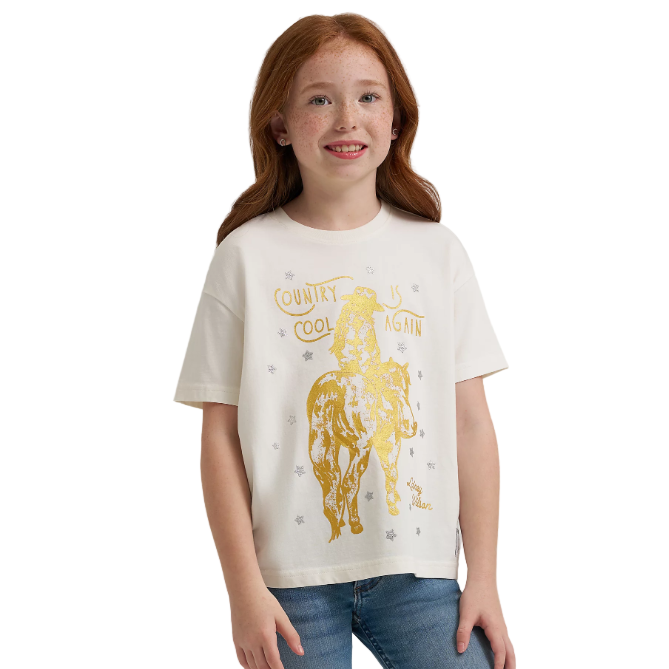 Wrangler Girl's Lainey Wilson Country Cool Oversized Graphic Tee Shirt-White