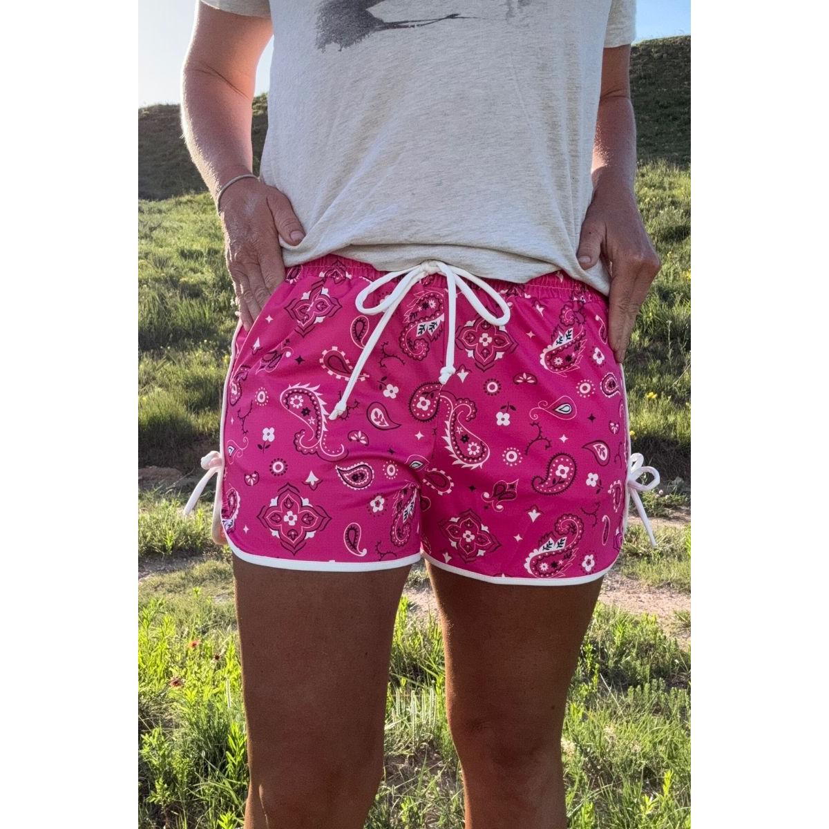 Sterling Kreek Women's Long Bandana Babe Shorts- Hot Pink