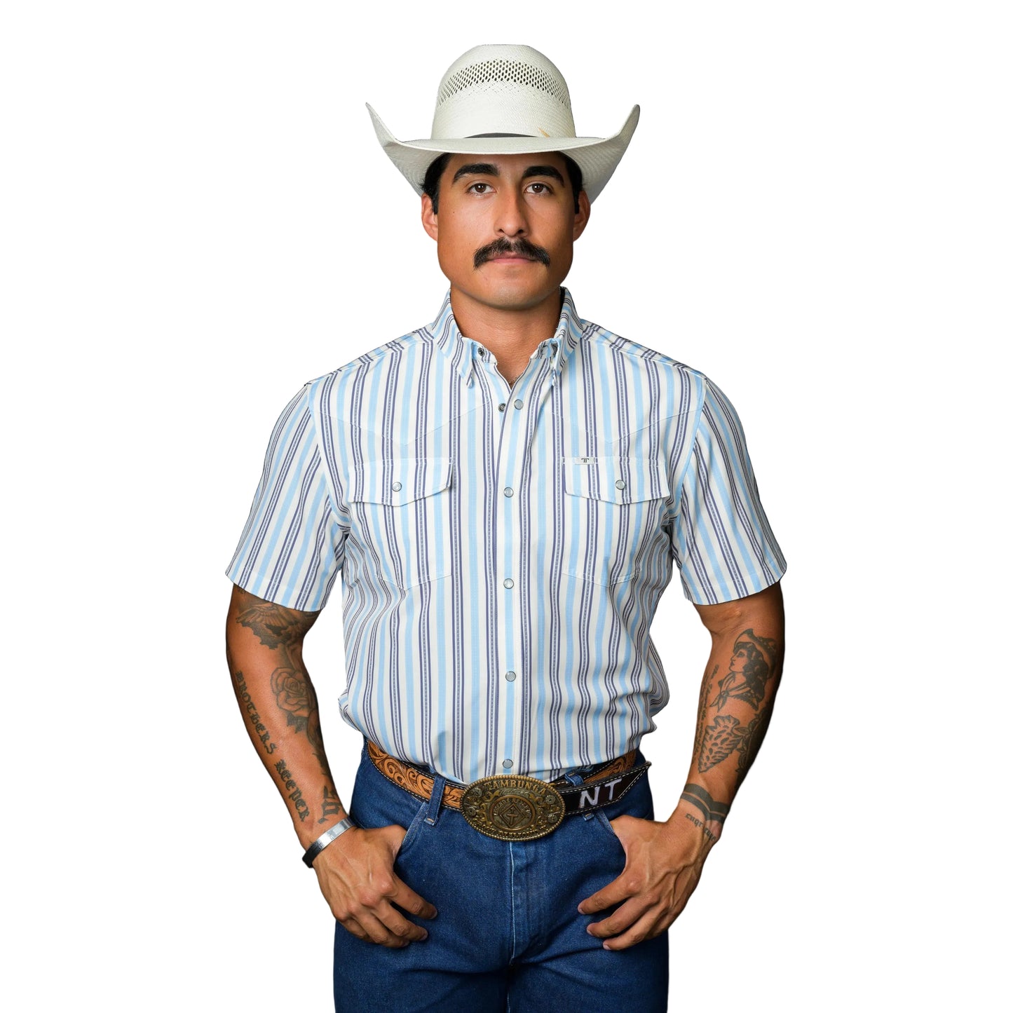 Ferrell Brand Men's The Jake Short Sleeve Snap Shirt - Blue