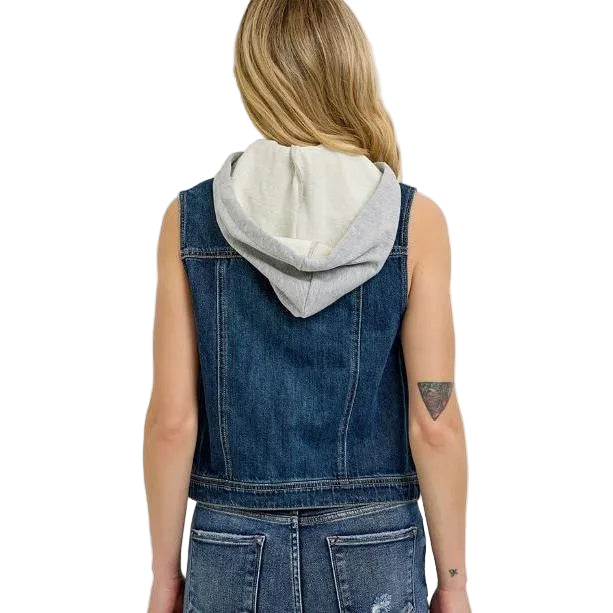 Risen Women's Denim Vest with Detachable Hoodie - Irvine Tack & Western Wear