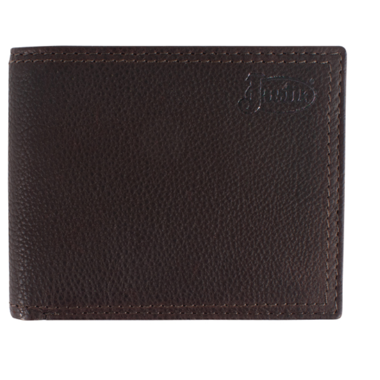 Justin Genuine Leather Bifold Wallet- Dark Brown Rugger