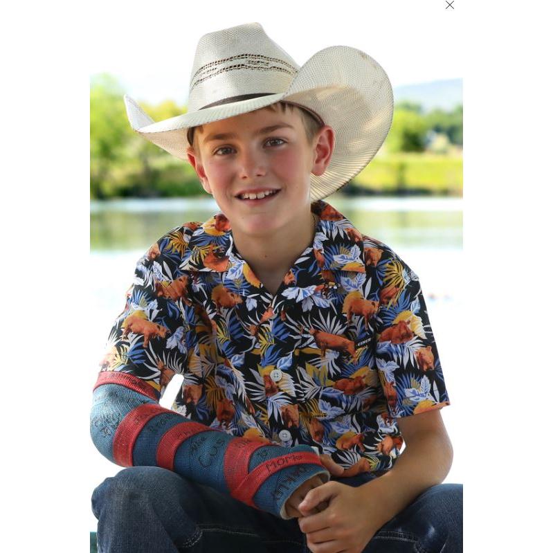 Cinch Boys Short Sleeve Camp Western Shirt- Multi