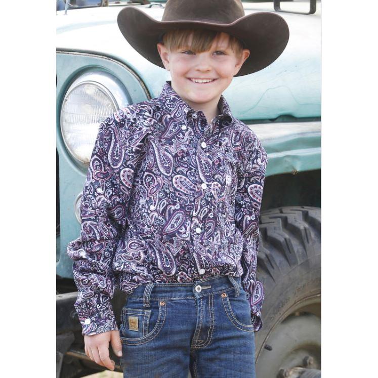 Cinch Boys Long Sleeve Paisley Western Shirt- Multi