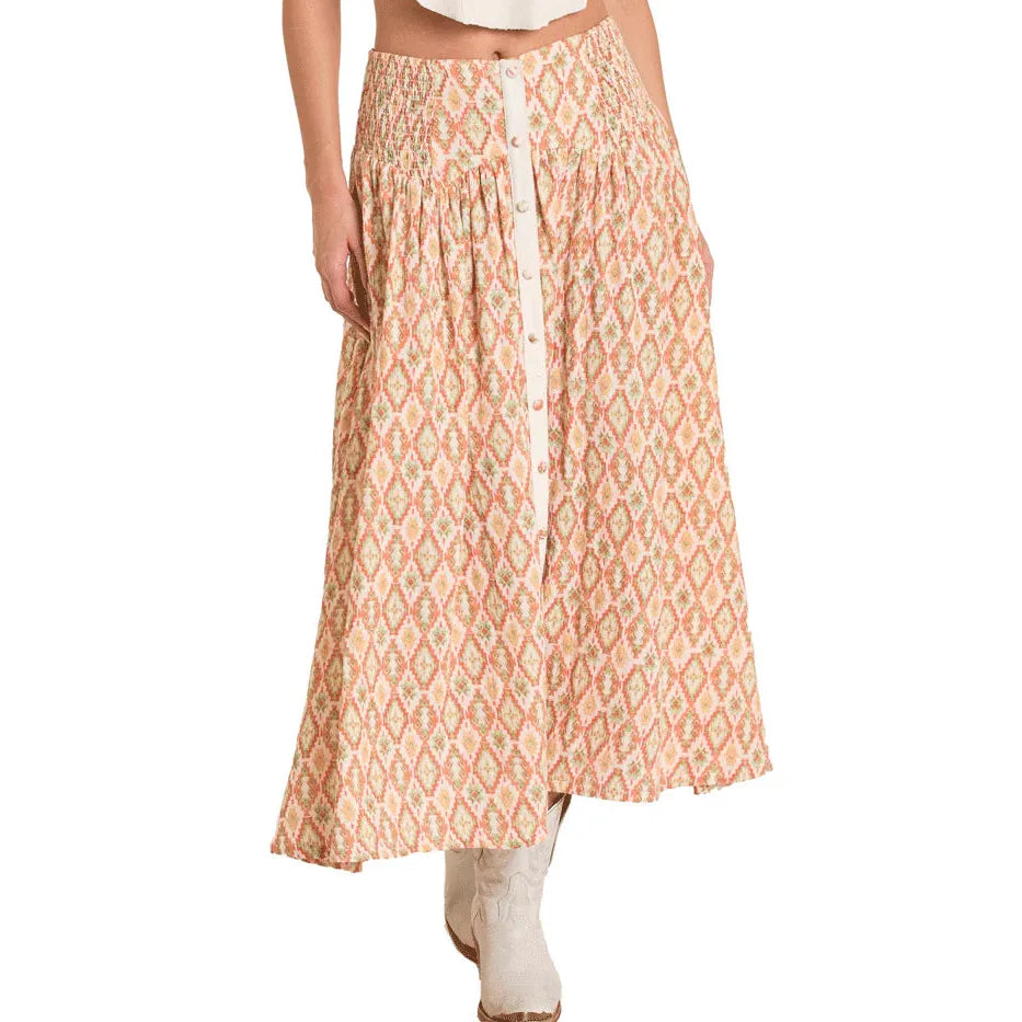 Rock & Roll Women's Aztec Print Skirt- Natural