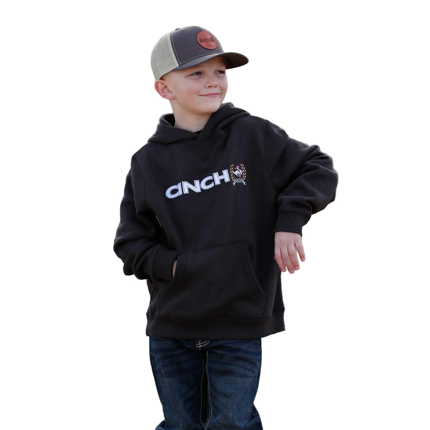 Cinch Boys Long Sleeve Pullover Hoodie - Brown