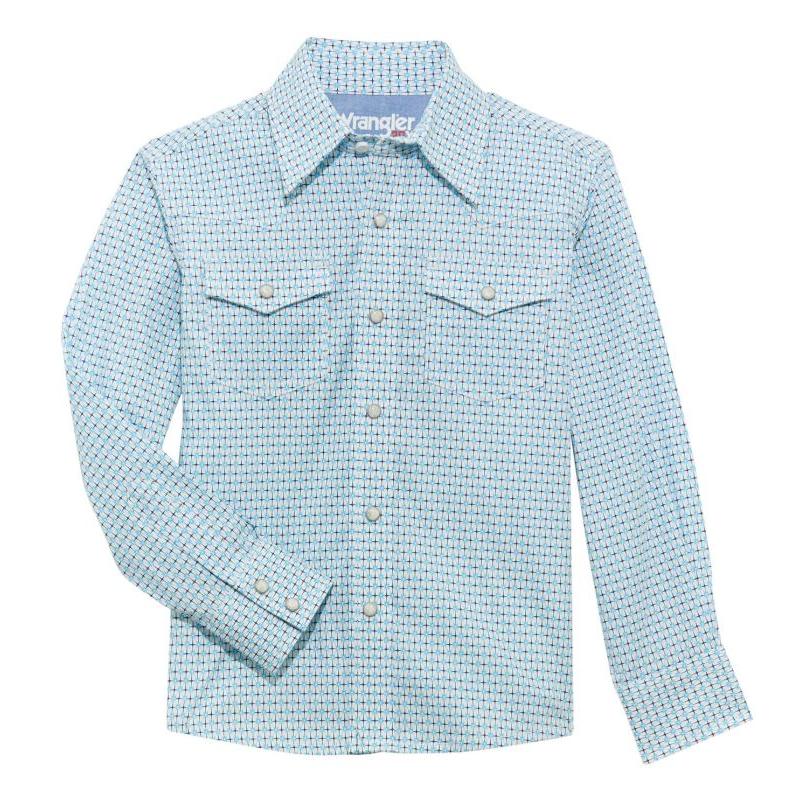 Wrangler Boy's20X Advanced Comfort Long Sleeve Shirt- Turquoise