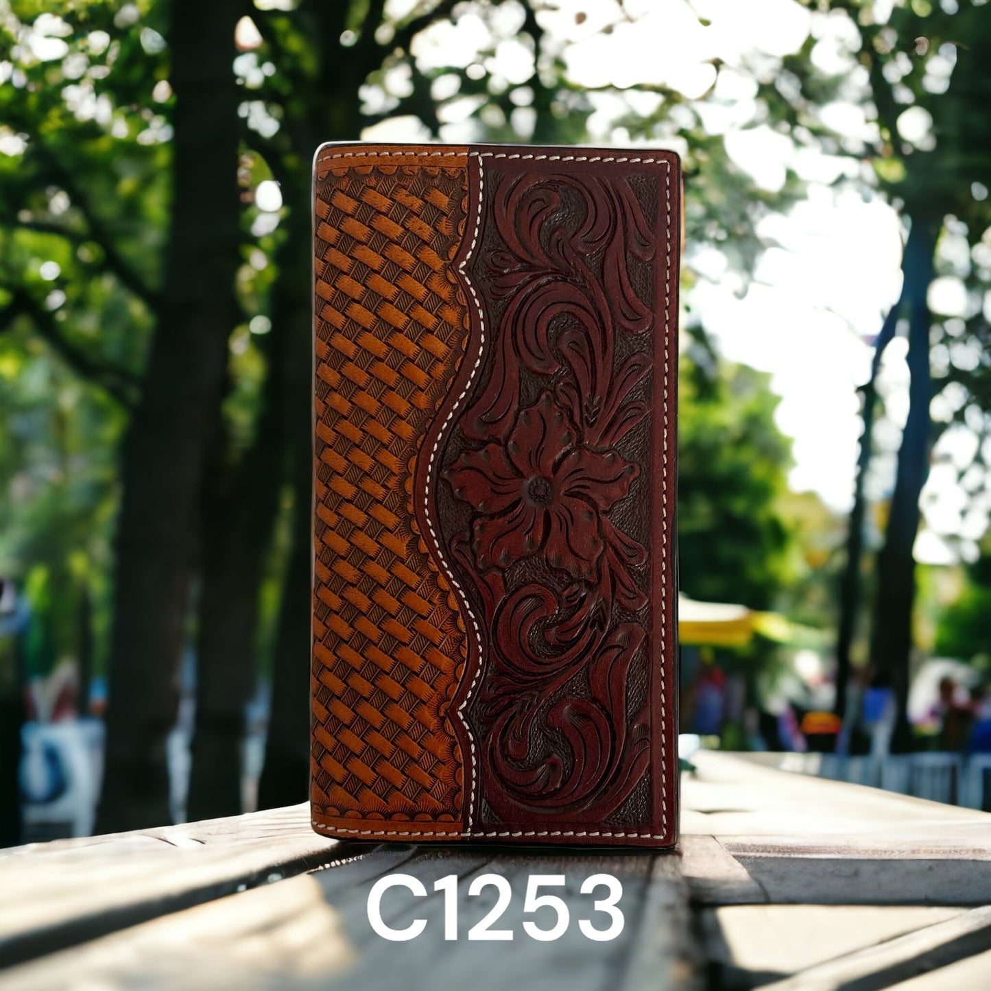 Ranger Belt Co. Rodeo Floral Basket Weave Wallet