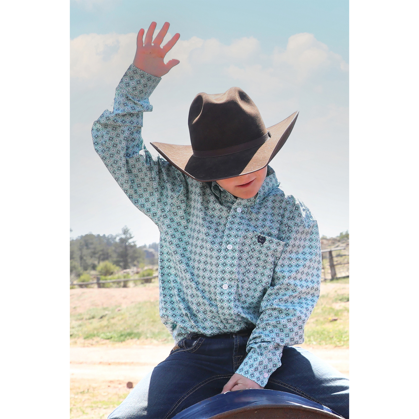 Cinch Boys Long Sleeve Shirt- Turquoise