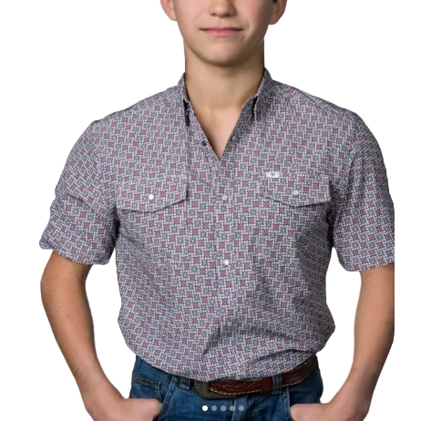 Ferrell Brand Boy's Colton Short Sleeve Shirt- Red - Irvine Tack & Western Wear