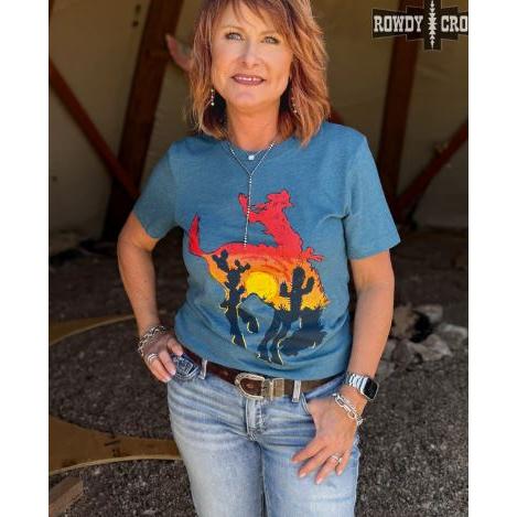 Rowdy Crowd Women's Short Sleeve Bowie Bronc Tee Shirt