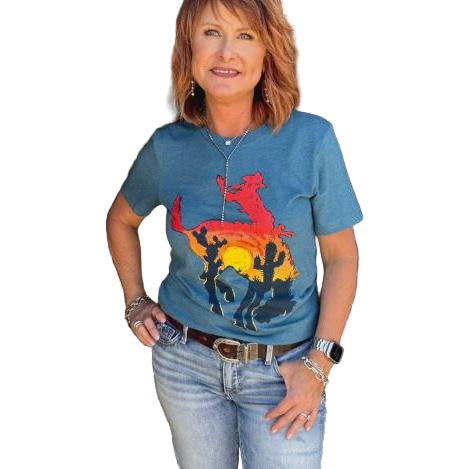 Rowdy Crowd Women's Short Sleeve Bowie Bronc Tee Shirt