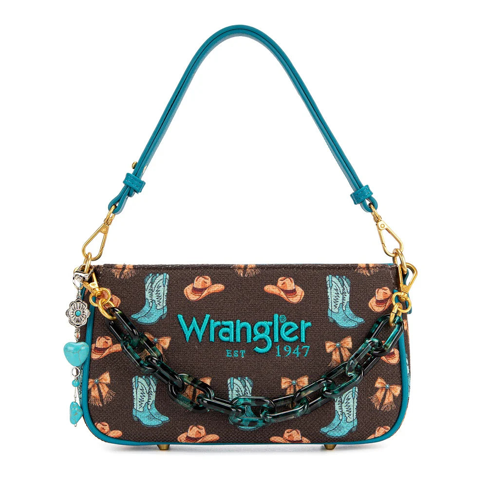 Wrangler Western Print Cowgirl Shoulder Bag- Coffee