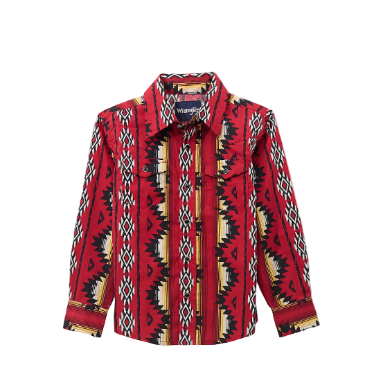 Wrangler Boy's Long Sleeve Checotah Shirt - Firey Red