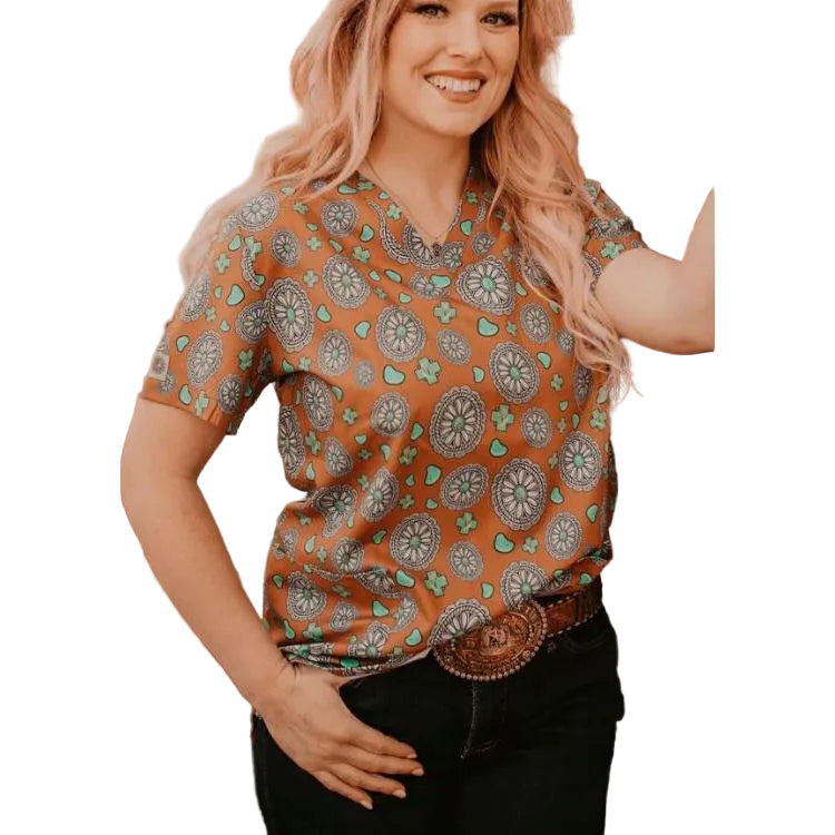 Spurrin' Scrubs Stone Scrub Top - Turquoise