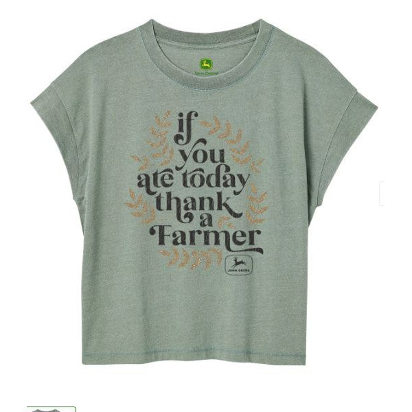 John Deere Women's Thank a Farmer Short Sleeve Tee Shirt - Basil