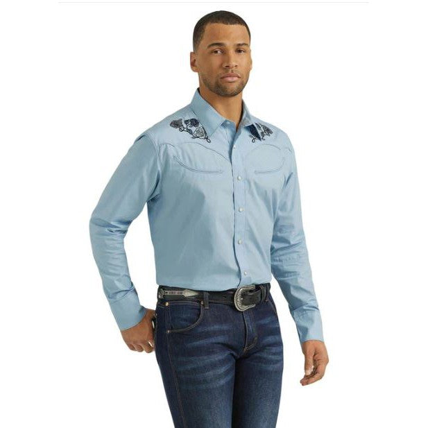 Wrangler Men's Rodeo Ben Snap Shirt - Blue – Irvine Tack & Western