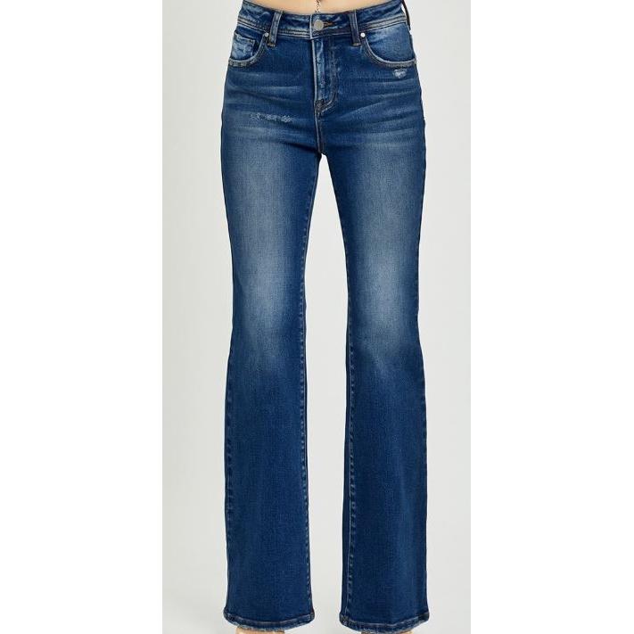 Risen Women's High Rise Boot Cut Jean- Dark Wash