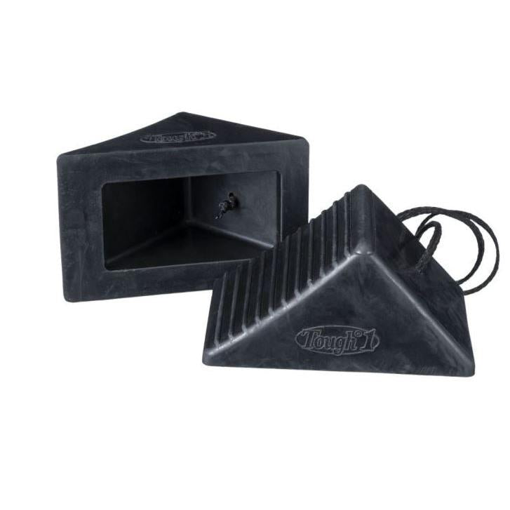 Tough 1 Pair Rubber Trailer Chock- Black