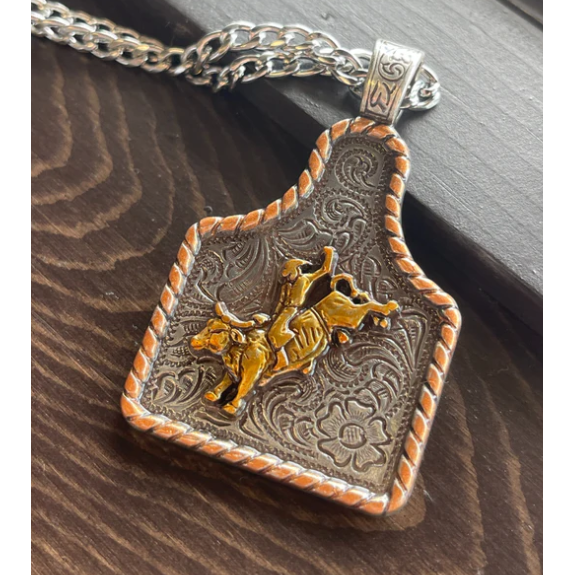 Silver Strike 24" Men's Ear Tag Bullrider Necklace