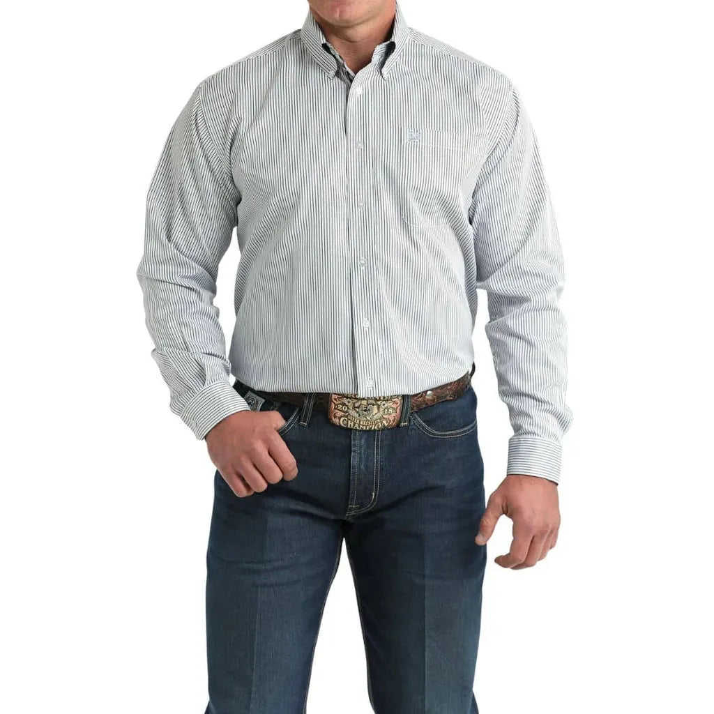 Cinch Mens Long Sleeve Western Print Shirt- White