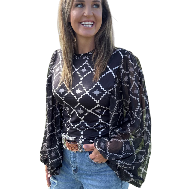 Sterling Kreek Women's Long Sleeve The Way it is Shirt- Black