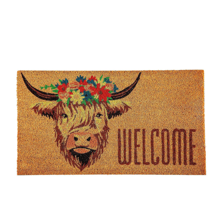 Evergreen Highland Cow Welcome Mat - Irvine Tack & Western Wear