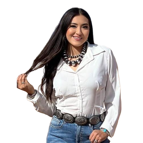 Lucky & Blessed Women's Button Down Collared Shirt- Ivory