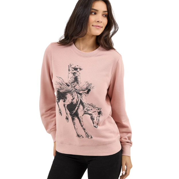Wrangler Women's Long Sleeve Graphic Crew Sweatshirt - Misty Rose
