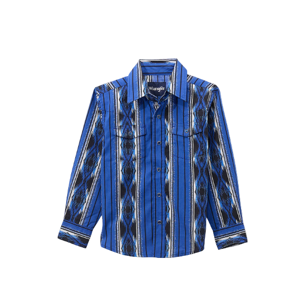 Wrangler Boy's Long Sleeve Checotah Shirt - Bold Blue