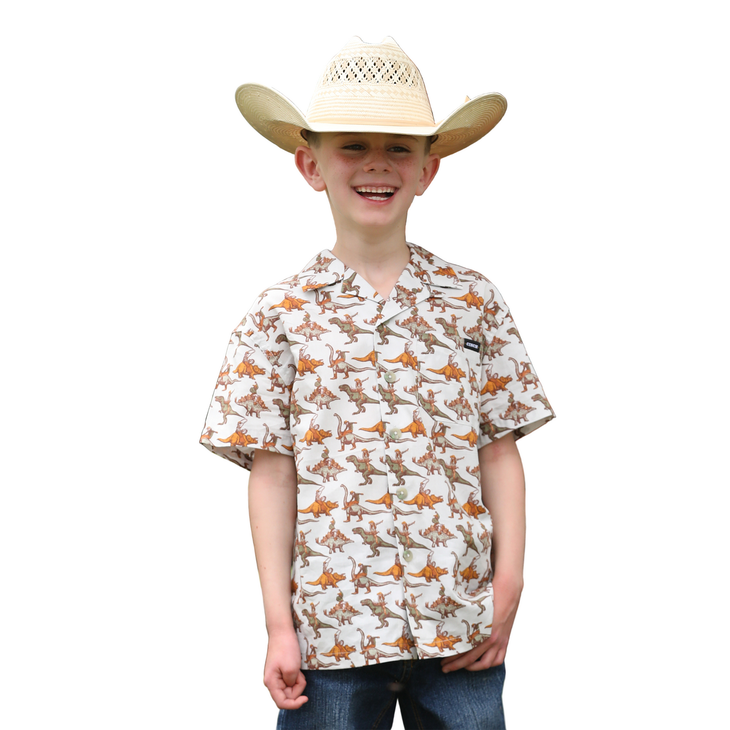 Cinch Boys Short Sleeve Camp Shirt - Cream